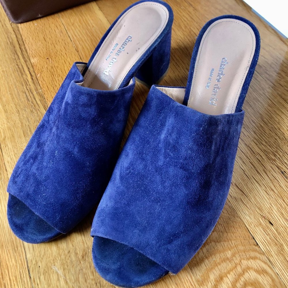 CHARLES DAVID Blue Suede Heels